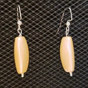 Shimmery peach beaded earrings